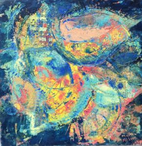 Wax and Oil (blue abstract painting)